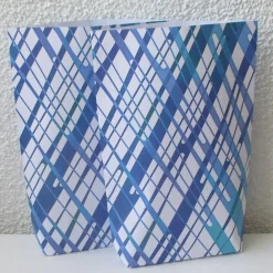 Sale Geschenktüte Gitter in Blautönen, 4 Stück Bodenbeutel-Papiertüten aus Geschenkpapier Geschenkverpackungen