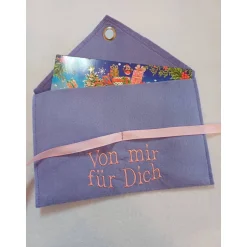 Geschenkverpackungen|R.N.-Fadenlänge Geschenkumschlag mit Stickerei "Von mir für Dich" Umschlag Filzumschlag