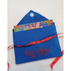 New Geschenkumschlag mit Stickerei "Happy Birthday"  Filzumschlag Umschlag Geschenkverpackungen