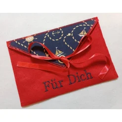 New Geschenkumschlag mit Stickerei "Für Dich" Filzumschlag Geschenkverpackungen