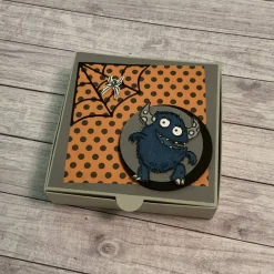 New Geschenkverpackung / Gastgeschenk, Goodie, Mitbringsel, Geldgeschenk zu Halloween, Pizzabox mit Fledermäuse oder Monster Geschenkverpackungen