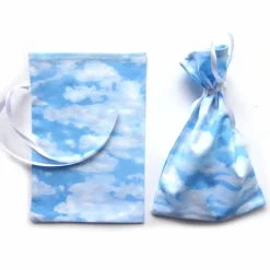 Outlet Geschenkverpackung aus Stoff Wolken Himmel blau weiß Stoffbeutel Geschenksäckchen Geschenkverpackungen
