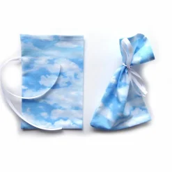 Outlet Geschenkverpackung aus Stoff Wolken Himmel blau weiß Stoffbeutel Geschenksäckchen Geschenkverpackungen