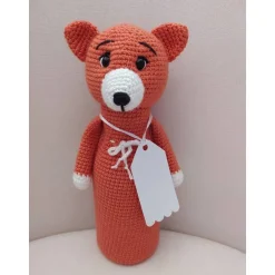 Outlet Geschenkverpackung, Flaschenüberzug, Fuchs, gehäkelt, Handarbeit Geschenkverpackungen