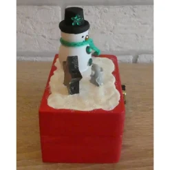 Geschenkverpackung Holztruhe mit Schneemann, Maus und Sternen Geschenkverpackungen