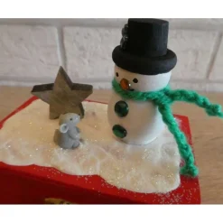 Geschenkverpackung Holztruhe mit Schneemann, Maus und Sternen Geschenkverpackungen