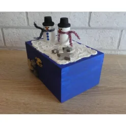 Geschenkverpackungen|CreativBaer Geschenkverpackung Holztruhe mit Schneemännern und Holzsternen