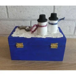 Geschenkverpackungen|CreativBaer Geschenkverpackung Holztruhe mit Schneemännern und Holzsternen