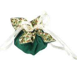 Geschenkverpackung Ilex grün gold – Wiederverwendbar, handgenäht & aus Baumwolle Säckchen & Beutel