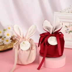 Säckchen & Beutel|101DIYStudio Geschenkverpackung Ostern mit süßen Öhrchen 3er -Set, Geschenkbeutel Stoffverpackung