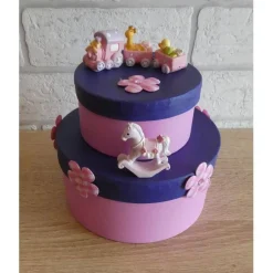 Sale Geschenkverpackung Torte mit Eisenbahn und Schaukelpferd - rosa-lila Geschenke