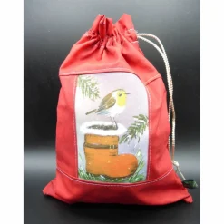Säckchen & Beutel|hessmade Geschenkverpackung, Weihnachten, Nikolaus, Rotkehlchen, Nikolausstiefel. Nachhaltig, da wiederverwendbar