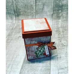 Online Geschenkverpackung zum Geburtstag, „Happy Birthday“, Box mit Deckel, Geschenkbox, Verpackung, Blätter, Herbst Geschenkverpackungen