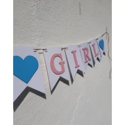 Outlet Girlande Gender Reveal / Boy or Girl / Dekoration zur Babyparty / Junge oder Mädchen / Handgefertigte Girlande aus Papie Dekoration