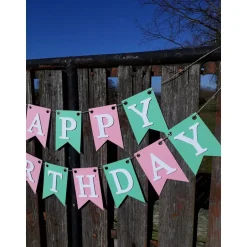 Sale Girlande Happy Birthday Wimpelkette Partydeko Rosa & Mintgrün Geburtstag Wimpel Papierdeko auf Wunsch personalisiert mit Dekoration
