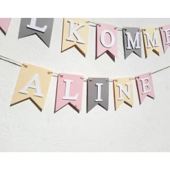 Sale Girlande Willkommen in zarten Pastellfarben auf Wunsch personalisiert Geschenke