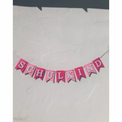 Girlande Wimpelkette Dekoration zum Schulanfang Schulkind Wimpel in rosa und pink zum 1. Schultag Kinder Einschulung