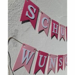 Girlande Wimpelkette Dekoration zum Schulanfang Schulkind Wimpel in rosa und pink zum 1. Schultag Kinder Einschulung