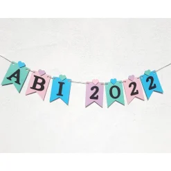 Girlande zum Abitur 2026 auf Wunsch personalisiert mit Namen, mintgrün, flieder, rosa hellblau Tischdekoration