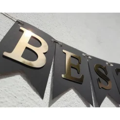 Best Girlande zur bestandenen Prüfung / Personalisierbar / Abschluss Bachelor Master Wimpelkette zum Schulabschluss Gold und Geschenke