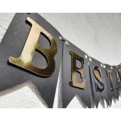 Best Girlande zur bestandenen Prüfung / Personalisierbar / Abschluss Bachelor Master Wimpelkette zum Schulabschluss Gold und Geschenke