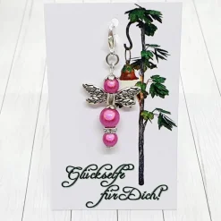 Best Glücksbringer Funkelelfe silberfarben/pink – Zauberhafter Elfen-Anhänger mit Glitzereffekt Geschenke