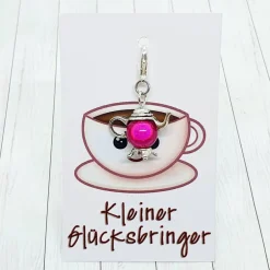 Clearance Glücksbringer Kanne silberfarben / pink – Charmanter Anhänger für Heißgetränkliebhaber Geschenke