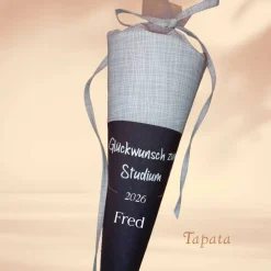 Geschenke|Tapata Design Glückwunsch zum Studium, Examen - Braun gestrichelt personalisierbar mit Namen