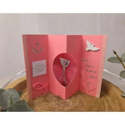 Hot Glückwunschkarte - Popupkarte zur Kommunion - Konfirmation - Taufe, Rosa personalisiert Glückwunschkarten