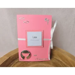Hot Glückwunschkarte - Popupkarte zur Kommunion - Konfirmation - Taufe, Rosa personalisiert Glückwunschkarten