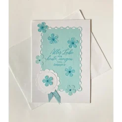 Outlet Glückwunschkarte Geburtstagskarte Handarbeit Handgefertigt Babyblau  Karte UNIKAT Glückwunschkarten