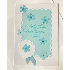Outlet Glückwunschkarte Geburtstagskarte Handarbeit Handgefertigt Babyblau  Karte UNIKAT Glückwunschkarten