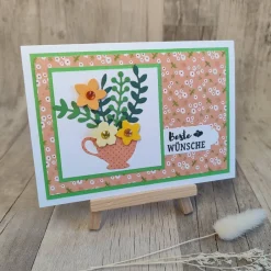 Glückwunschkarten|Peggys Kreativecke Glückwunschkarte mit Blättern und Blumen