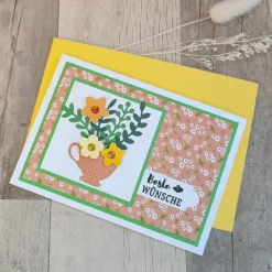 Glückwunschkarten|Peggys Kreativecke Glückwunschkarte mit Blättern und Blumen