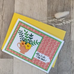 Discount Glückwunschkarte mit Blättern und Blumen Glückwunschkarten