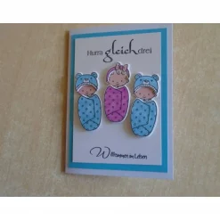 Best Glückwunschkarte zur Geburt Drillinge Jungen Mädchen Geburtskarte Babykarte nach Wahl Glückwunsch Glückwunschkarten
