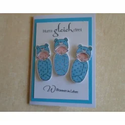 Best Glückwunschkarte zur Geburt Drillinge Jungen Mädchen Geburtskarte Babykarte nach Wahl Glückwunsch Glückwunschkarten