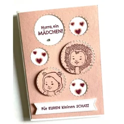 Clearance Glückwunschkarte zur Geburt/Taufe eines Mädchen, 3D , Rosa, Handarbeit Glückwunschkarten