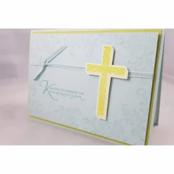 Best Glückwunschkarte zur Kommunion "Kreuz" in hellblau und limette Glückwunschkarten