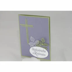 Glückwunschkarten|Kreativchaos Glückwunschkarte zur Konfirmation mit Kreuz und Blättern