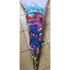 Discount Glitzer-Delpin Schultüte Zuckertüte als DIY Set oder in handarbeit hergestellt-personalisiert, individuell Kinder Schultüten