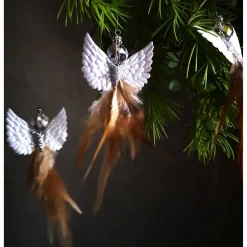 Weihnachtsdeko|Tinas Schmucktruhe Glitzernder Federengel handgemacht – Unikat Weihnachtsdeko mit Glasperle, schwebend