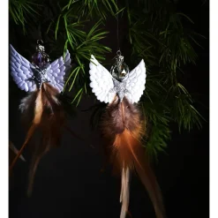 Weihnachtsdeko|Tinas Schmucktruhe Glitzernder Federengel handgemacht – Unikat Weihnachtsdeko mit Glasperle, schwebend