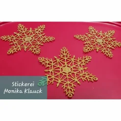 Clearance Goldsterne, gestickt in Lace-Stickerei Weihnachtsdeko