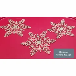 Weihnachtsdeko|Stickereimonikaklauck Goldsterne, gestickt in Lace-Stickerei
