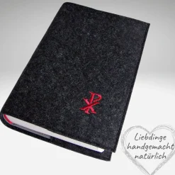 Sale Gotteslobhülle Filz. Einband Gesangbuch CHI RHO Christusmonogramm personalisierbar KL210 Gotteslobhülle