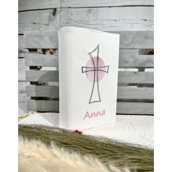 Sale Gotteslobhülle Gebetbuchhülle Kunstleder weiß mit Kreuz personalisiert Gotteslobhülle