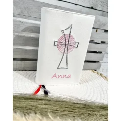 Sale Gotteslobhülle Gebetbuchhülle Kunstleder weiß mit Kreuz personalisiert Gotteslobhülle