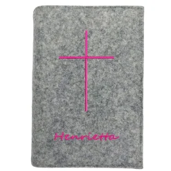 Best Gotteslobhülle Ichtys Kreuz Name personalisierbar. Filz vegan K119 Gotteslobhülle