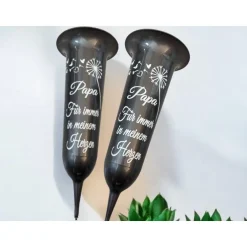 Trauerkerzen|Flockiplotti Grab Vase, Grabdeko, Grabschmuck Pusteblume
